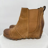 women Sorel Lea Wedge Boot Brown Shoes 9