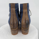 women Sorel Lexie Wedge Boot Blue and Brown Shoes 9