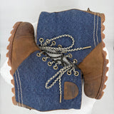 women Sorel Lexie Wedge Boot Blue and Brown Shoes 9