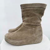 women Fit Flop Crush Suede Slouch Boots Stone Gray Shoes 6