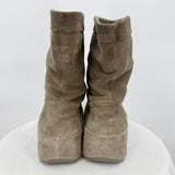 women Fit Flop Crush Suede Slouch Boots Stone Gray Shoes 6