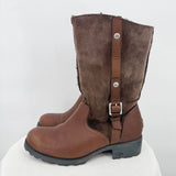 women Ugg Leather and Suede Boots Brown Shoes 7