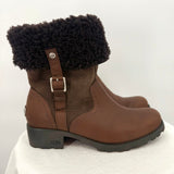women Ugg Leather and Suede Boots Brown Shoes 7