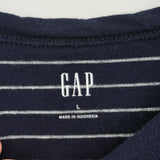 women Gap Cotton Striped Long Sleeve Navy White Knit Top L