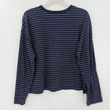 women Gap Cotton Striped Long Sleeve Navy White Knit Top L