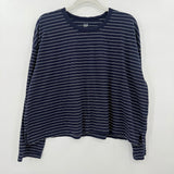 women Gap Cotton Striped Long Sleeve Navy White Knit Top L