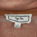 women Hippie Rose Acid Wash Quarter Zip Coral Sweatshirt L