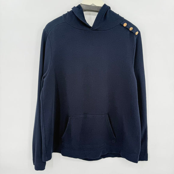 women Loft Hoodie with Button Detail Navy Sweatshirt L