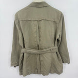 women DKNY Linen Safari Green Jacket L