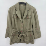 women DKNY Linen Safari Green Jacket L