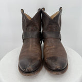 women Frye Wyatt Short Harness Leather Boot Dark Brown Shoes 8