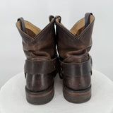 women Frye Wyatt Short Harness Leather Boot Dark Brown Shoes 8
