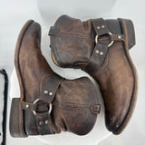 women Frye Wyatt Short Harness Leather Boot Dark Brown Shoes 8