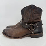 women Frye Wyatt Short Harness Leather Boot Dark Brown Shoes 8