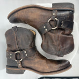 women Frye Wyatt Short Harness Leather Boot Dark Brown Shoes 8