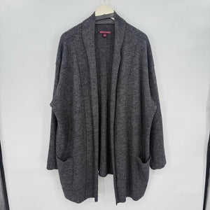 women Jessica London Wool Blend Open Cardigan Charcoal Heather Sweater 22/24/3X