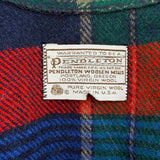 women Pendleton Plaid Wool Poncho Navy Blue Red Green Jacket OS
