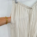 women A New Day Linen Blend Pencil Stripe Cream Pants S