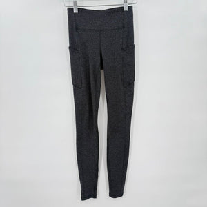 women Lululemon Mini Herringbone Leggings Gray/Black Activewear 2