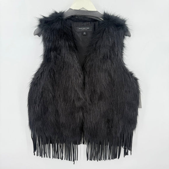 women Marc New York NWT Faux Fur Vest Black Jacket M