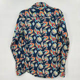 men Tin Haul Patterned Snap Western Blue Woven Top S