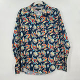 men Tin Haul Patterned Snap Western Blue Woven Top S