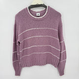 women Cabi Cotton Striped Lavender White Sweater M
