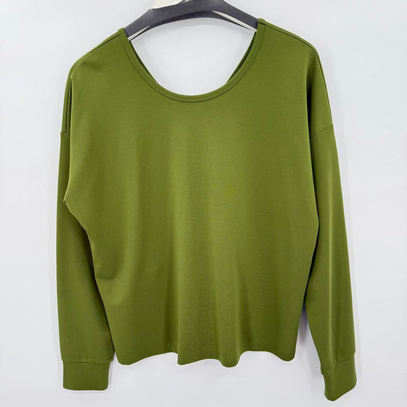 women Cabi Deep V Knotted Back Green Sweatshirt M