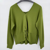 women Cabi Deep V Knotted Back Green Sweatshirt M