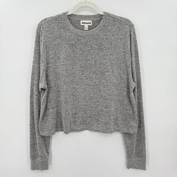 women Abound Cropped Long Sleeve Heathered Gray Knit Top S