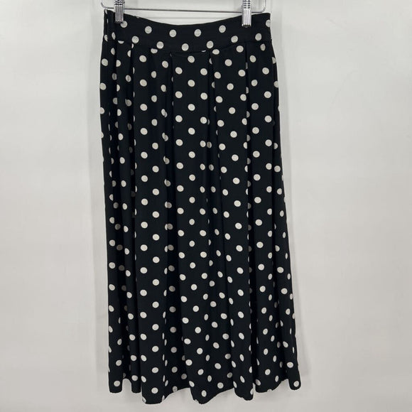 women FR Sport Vintage Pleated Polka Dot Midi Black & White Skirt M