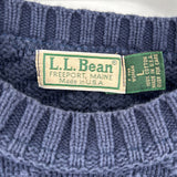 women LL Bean Vintage Made in USA Textured Cotton Pullover Navy Blue Sweater L