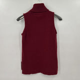 women J. Crew Outlet Sleeveless Turtleneck Cotton/Wool Split Hem Maroon Sweater XS