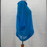 women Elie Tahari Sheer Silk Blue Woven Top L