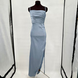 women Azazie Reese Stretch Satin Dusty Blue Dress 6