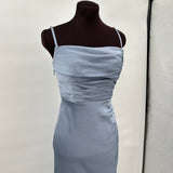 women Azazie Reese Stretch Satin Dusty Blue Dress 6