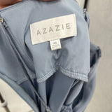 women Azazie Reese Stretch Satin Dusty Blue Dress 6