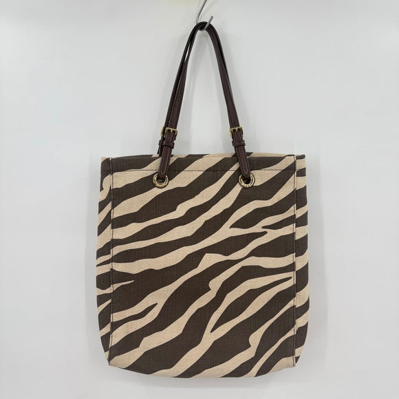 women Michael Kors Jet Set Zebra Print Canvas Tote Brown & Cream Purse