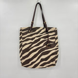 women Michael Kors Jet Set Zebra Print Canvas Tote Brown & Cream Purse