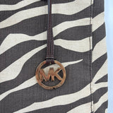 women Michael Kors Jet Set Zebra Print Canvas Tote Brown & Cream Purse