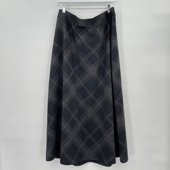 women CJ Banks Plaid Maxi Black/Gray Skirt 1X
