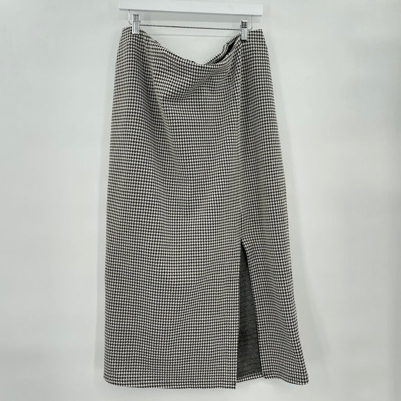 women Lane Bryant Houndstooth Midi Black & White Skirt 18