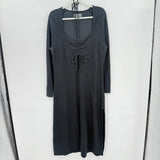 women Anthropologie Tie Front Midi Charcoal Gray Dress XL