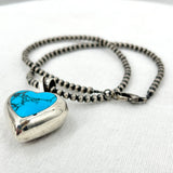 Sterling Silver 925 & Stone Heart Pendant Jewelry