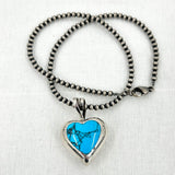 Sterling Silver 925 & Stone Heart Pendant Jewelry