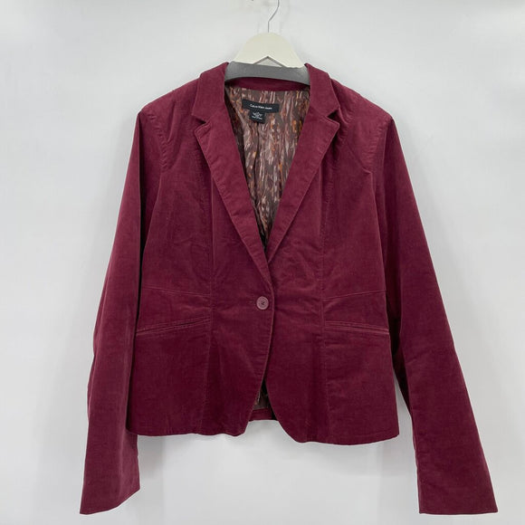 women Calvin Klein Jeans Corduroy Blazer Maroon Jacket L