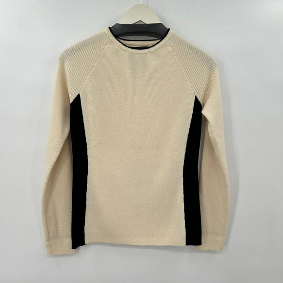 women Banana Republic Factory Merino Color Block Crew Cream & White Sweater S