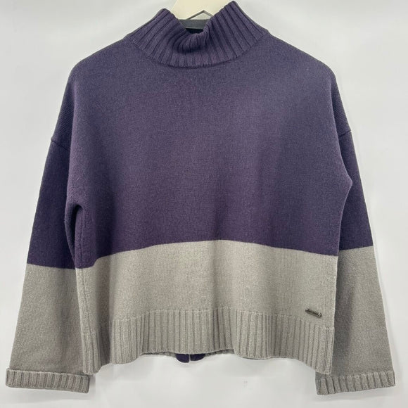 women Carve Designs MSRP $118 Wool Blend Color Block Montrose Purple & Gray Sweater S