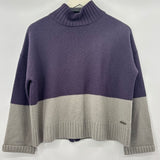 women Carve Designs MSRP $118 Wool Blend Color Block Montrose Purple & Gray Sweater S