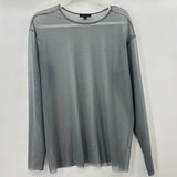 women Universal Standard Thames Fog Mesh Top Gray Knit Top 18/20/1X